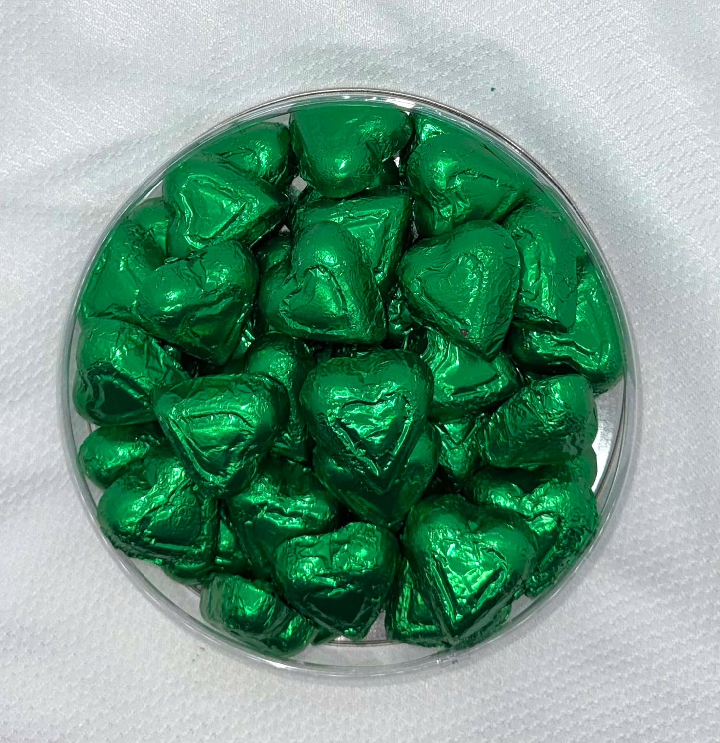 Green Foiled Chocolate Hearts