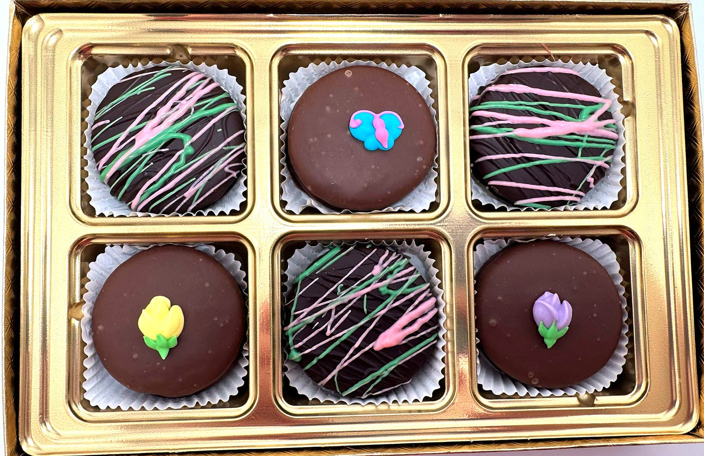 6pc Chocolate Covered Oreos - Spring Flowers